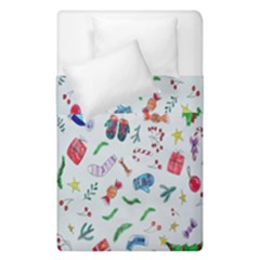 New Year Christmas Winter Watercolor Duvet Cover Double Side (single Size) by artworkshop
