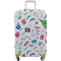 New Year Christmas Winter Watercolor Luggage Cover (large) by artworkshop