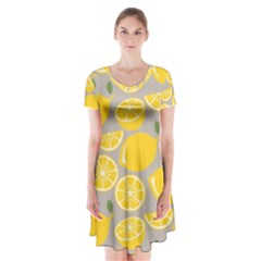 Lemon Wallpaper Short Sleeve V-neck Flare Dress by artworkshop