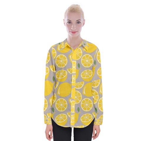 Lemon Wallpaper Womens Long Sleeve Shirt by artworkshop