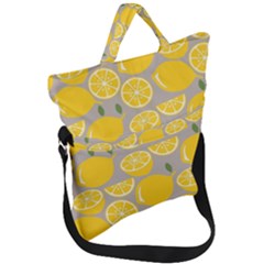 Lemon Wallpaper Fold Over Handle Tote Bag by artworkshop