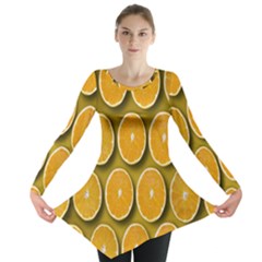 Orange Slices Cross Sections Pattern Long Sleeve Tunic  by artworkshop