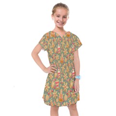 Pattern Seamless Gingerbread Christmas Decorative Kids  Drop Waist Dress by artworkshop