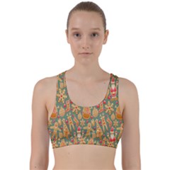 Pattern Seamless Gingerbread Christmas Decorative Back Weave Sports Bra by artworkshop