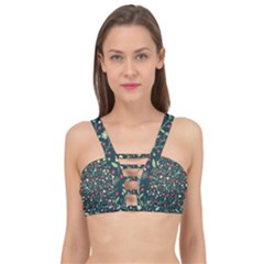 Flowering-branches-seamless-pattern Cage Up Bikini Top