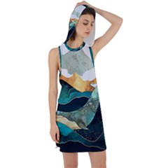 Ocean Whale Painting Sea Undersea Racer Back Hoodie Dress by Wegoenart