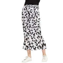 Black And White Leopard Print Jaguar Dots Maxi Fishtail Chiffon Skirt by ConteMonfrey