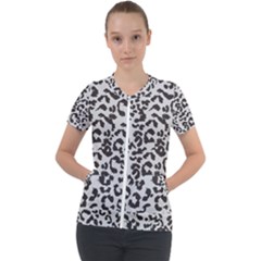 Grey And Black Jaguar Dots Short Sleeve Zip Up Jacket by ConteMonfrey