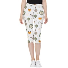Rabbit, Lions And Nuts  Inside Out Lightweight Velour Capri Leggings  by ConteMonfrey