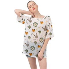 Rabbit, Lions And Nuts  Oversized Chiffon Top