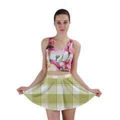 Green Tea - White And Green Plaids Mini Skirt by ConteMonfrey
