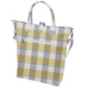 Grey yellow plaids Buckle Top Tote Bag View2