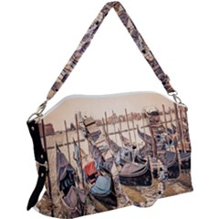 Black Several Boats - Colorful Italy  Canvas Crossbody Bag by ConteMonfrey