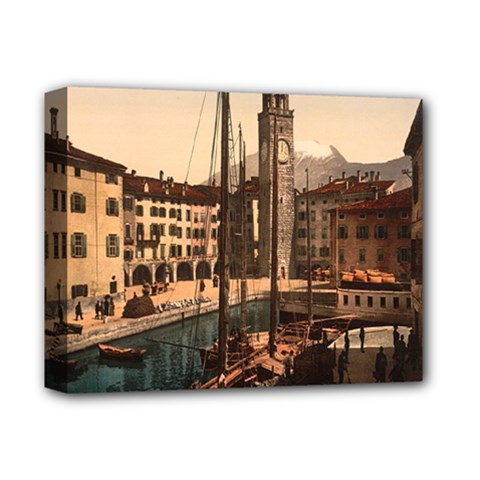  The Harbor, Riva, Lake Garda, Italy 1890-1900 Deluxe Canvas 14  X 11  (stretched) by ConteMonfrey