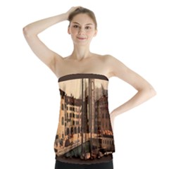 The Harbor, Riva, Lake Garda, Italy 1890-1900 2 Background Brown Strapless Top by ConteMonfrey