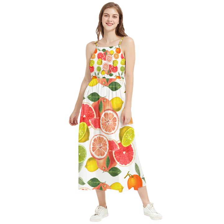 Citrus Fruit Seamless Pattern Boho Sleeveless Summer Dress