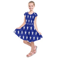 Banner-star Blue Kids  Short Sleeve Dress by nateshop
