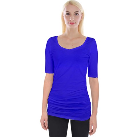 Blue Wide Neckline Tee by nateshop