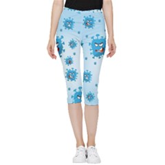 Illustration Virus Pattern Inside Out Lightweight Velour Capri Leggings  by Wegoenart