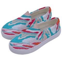 Stone Marble Texturw Pattern Kids  Canvas Slip Ons by Wegoenart