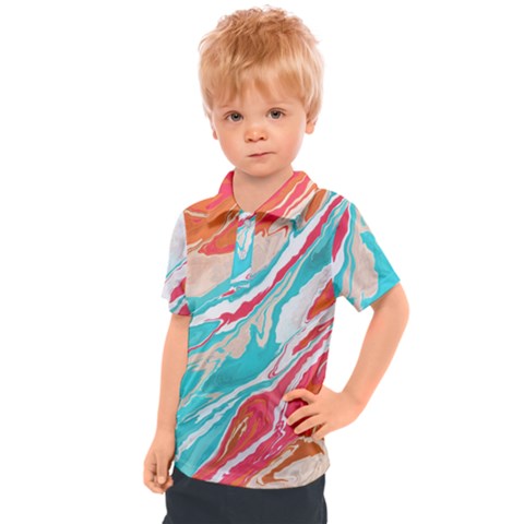 Stone Marble Texturw Pattern Kids  Polo Tee by Wegoenart