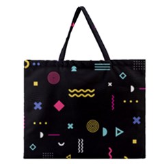 Illustration Geometric Art Colorful Shapes Zipper Large Tote Bag by Wegoenart