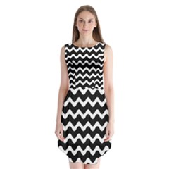 Illustration Black White Wave Pattern Wavy Halftone Sleeveless Chiffon Dress   by Wegoenart