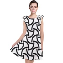 Background Monochrome Geometric Tie Up Tunic Dress by Wegoenart