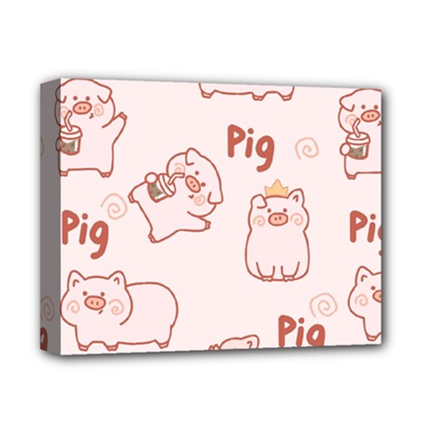 Pig Cartoon Background Pattern Deluxe Canvas 14  X 11  (stretched) by Sudhe