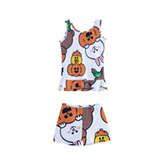 Illustration Pumpkin Bear Bat Bunny Chicken Kids  Boyleg Swimsuit by Sudhe