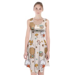 Illustration Bear Cartoon Background Pattern Racerback Midi Dress by Sudhe