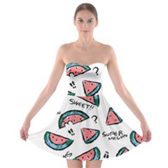 Illustration Watermelon Fruit Sweet Slicee Strapless Bra Top Dress by Sudhe