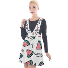 Illustration Watermelon Fruit Sweet Slicee Plunge Pinafore Velour Dress by Sudhe