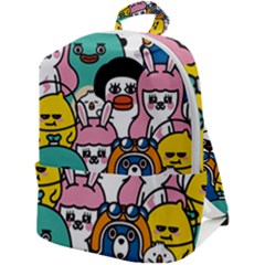 Illustration Animals Cartoon Background Pattern Zip Up Backpack by Sudhe