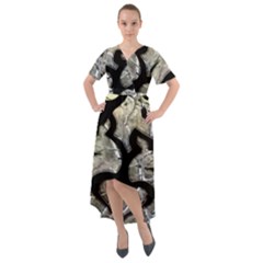 Black Love Browning Deer Camo Front Wrap High Low Dress by Jancukart