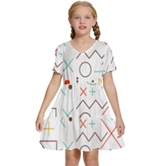 Mathematics Geometry Geometric Shape Euclidean Pattern Kids  Short Sleeve Tiered Mini Dress