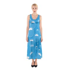 Pattern Blue Bubble Pattern Background Sleeveless Maxi Dress by Amaryn4rt
