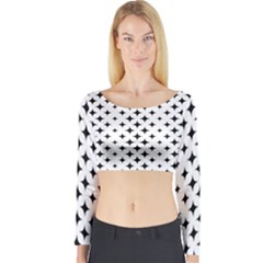 Pattern-whit Star Black Long Sleeve Crop Top by nateshop