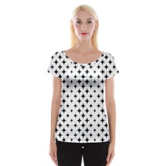 Pattern-whit Star Black Cap Sleeve Top by nateshop