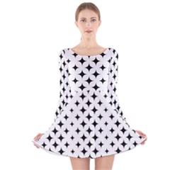 Pattern-whit Star Black Long Sleeve Velvet Skater Dress by nateshop