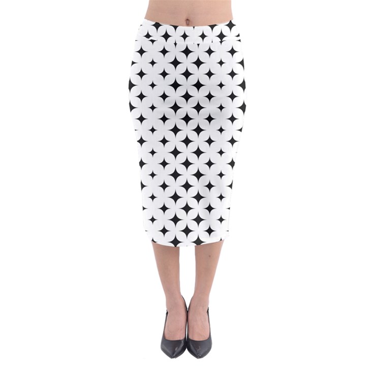 Pattern-whit Star Black Midi Pencil Skirt