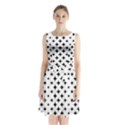 Pattern-whit Star Black Sleeveless Waist Tie Chiffon Dress View1