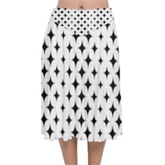 Pattern-whit Star Black Velvet Flared Midi Skirt by nateshop