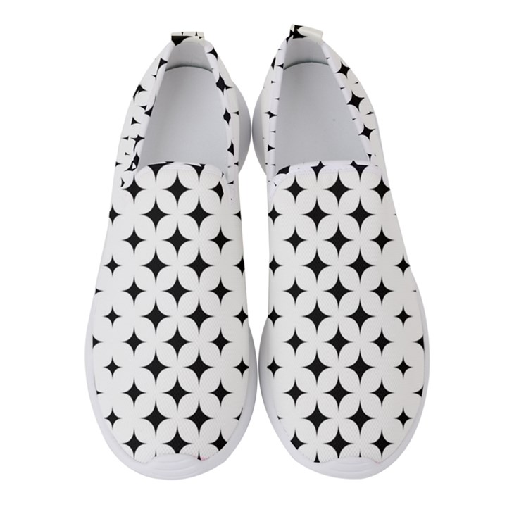 Pattern-whit Star Black Women s Slip On Sneakers