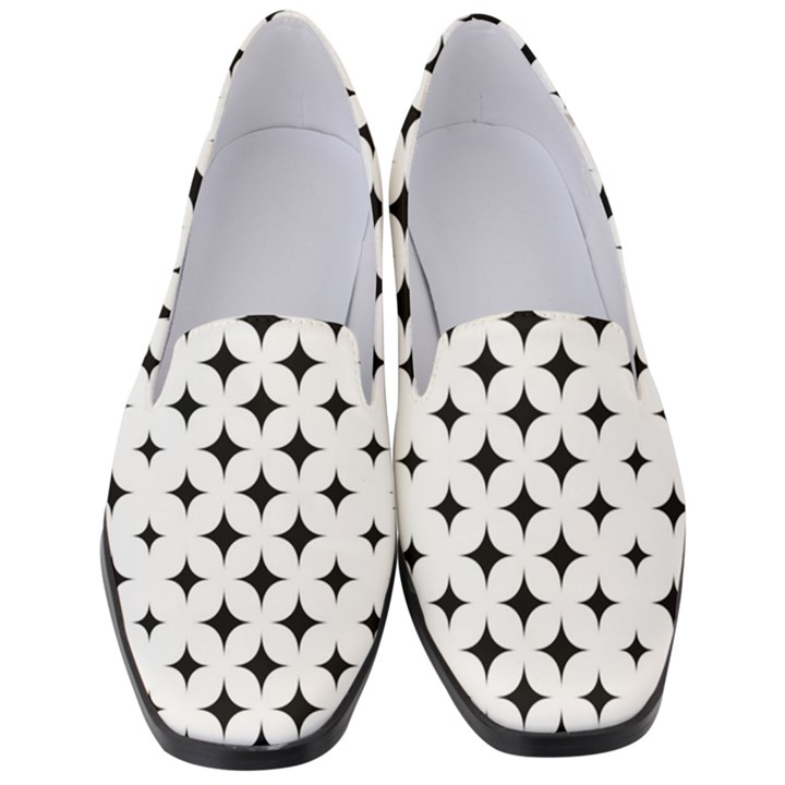 Pattern-whit Star Black Women s Classic Loafer Heels