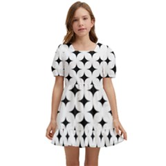 Pattern-whit Star Black Kids  Short Sleeve Dolly Dress by nateshop