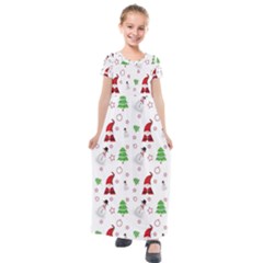 Santa Claus Snowman Christmas Xmas Kids  Short Sleeve Maxi Dress by Amaryn4rt