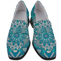 Mandala Blue Women s Chunky Heel Loafers by zappwaits