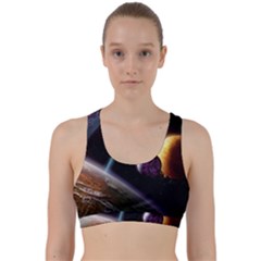 Planets In Space Back Weave Sports Bra by Sapixe