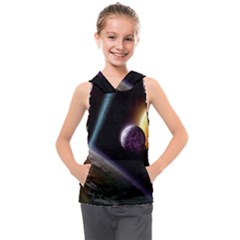 Planets In Space Kids  Sleeveless Hoodie by Sapixe